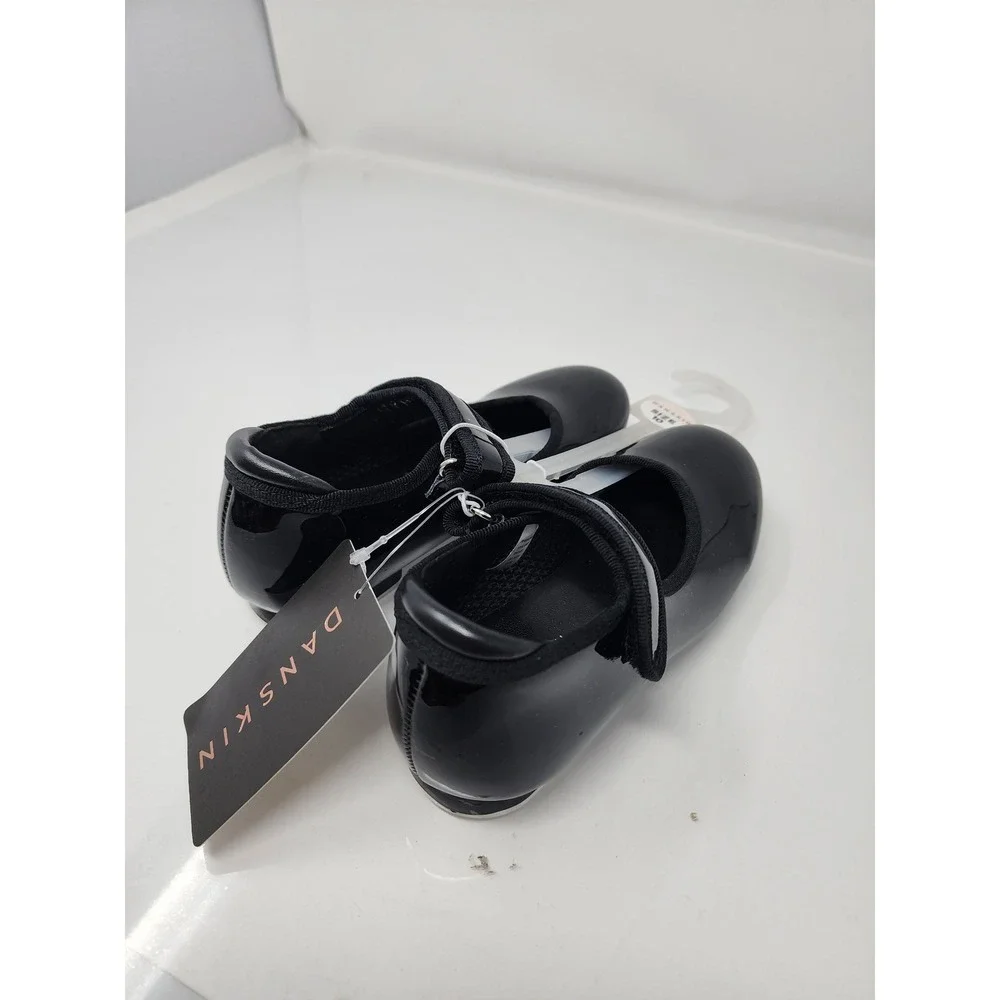 Danskin Girls Mary Jane Tap Shoes Black Faux Leather Dance Athletic Size 10